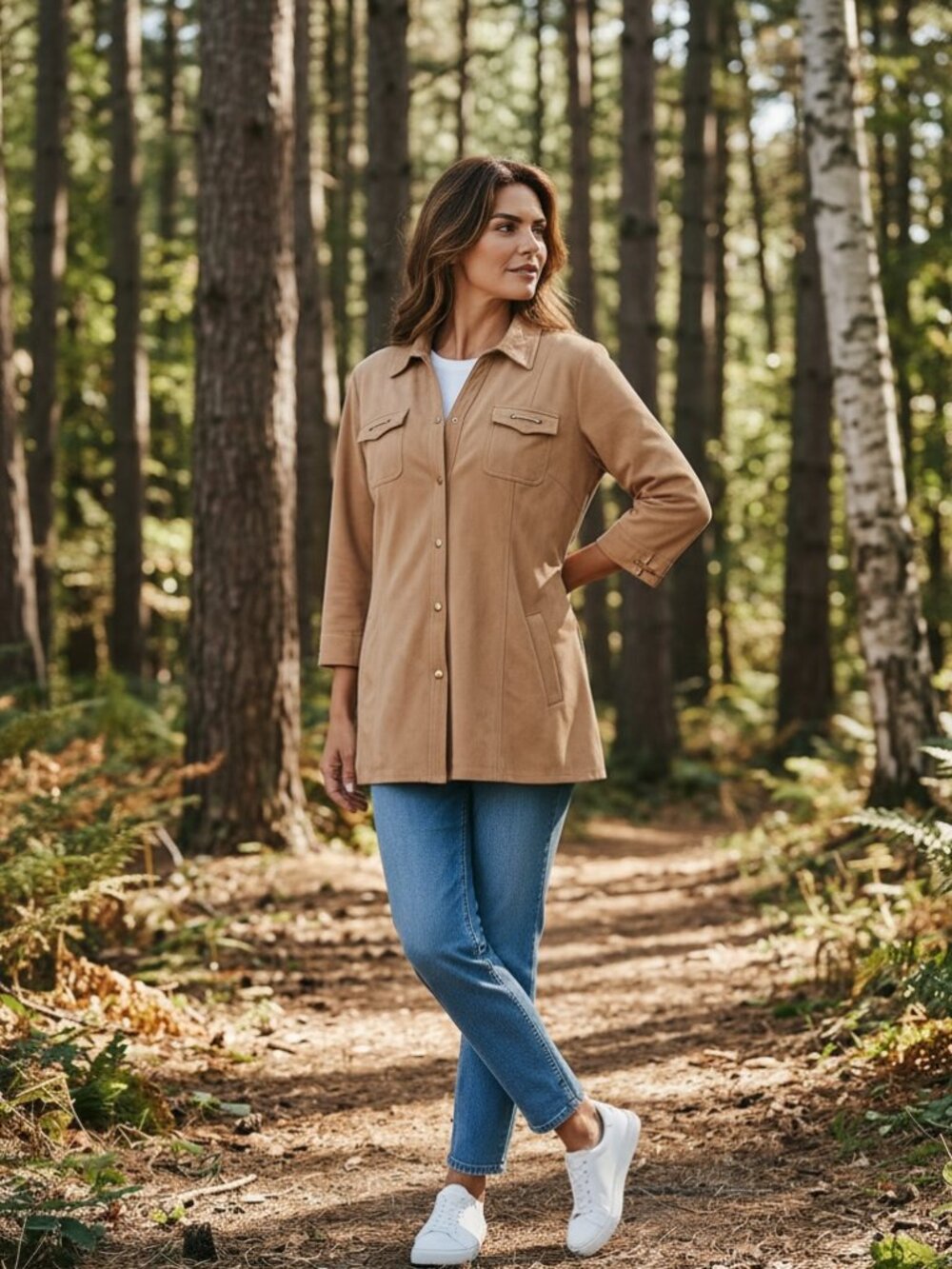 Faux Suede Utility Jacket